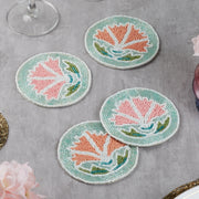 Anar Handmade Beaded Coaster Set Of 4 Dia 10 Cm in Multi Colour - HomeTown