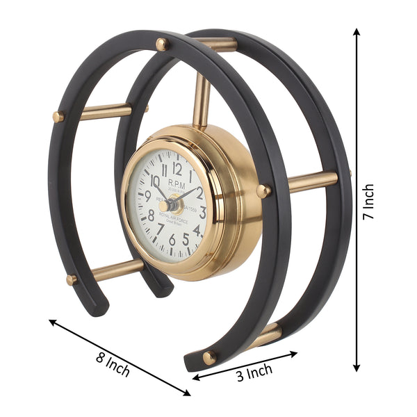 De Massion Luna Serenade Table Clock in Gold & Black dimensions
