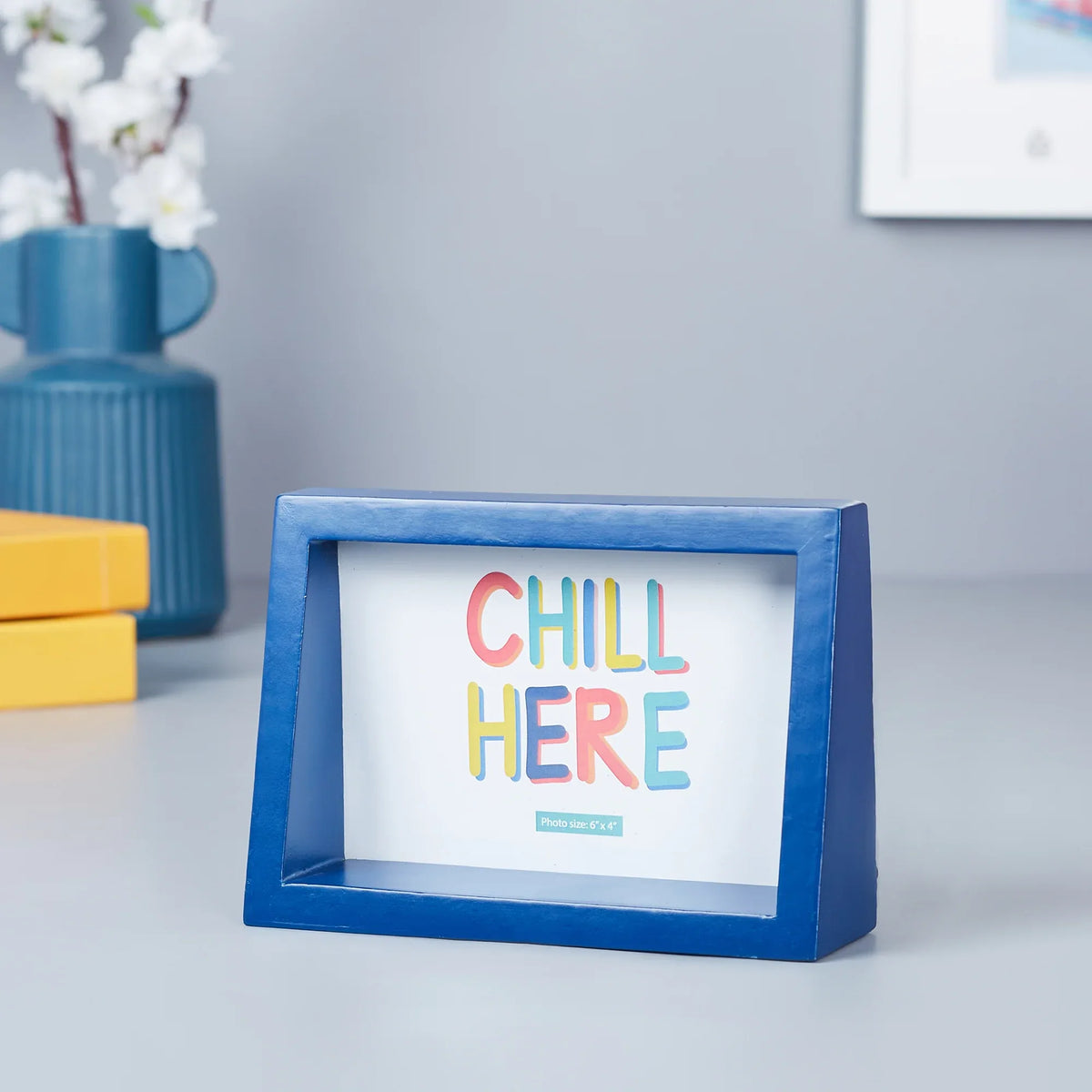 Venice Wood, MDF and Glass Triangular Photoframe 6x4 Inch in Indigo Colour - HomeTown