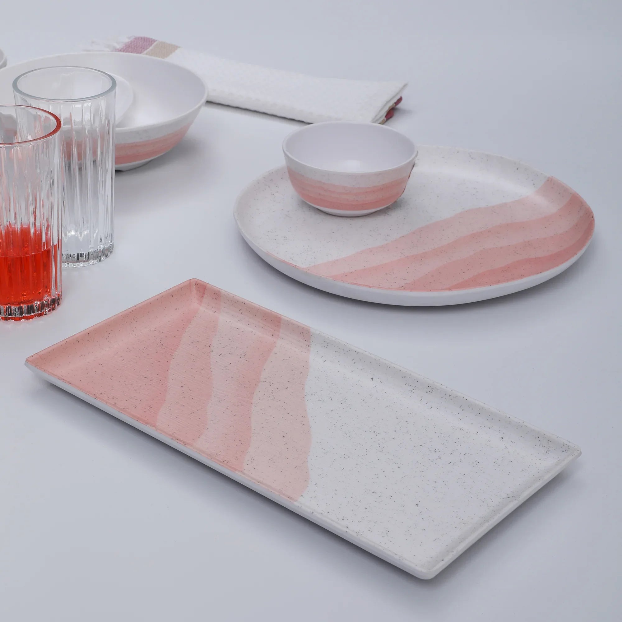 Emilia Melamine Speckles Platter Large in Pink Colour - HomeTown