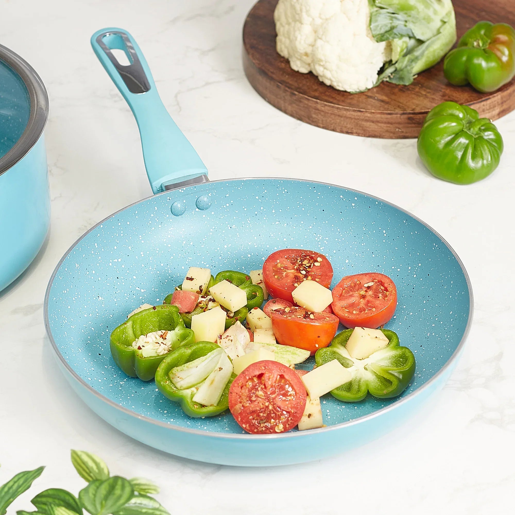 MasterCook+ 100% Virgin Aluminium Non-Stick Fry Pan 24cm in Teal Colour - HomeTown