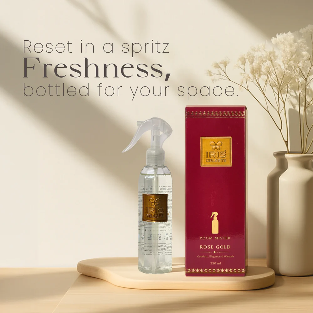 Iris Celeste Room Mist in Rose Gold Colour - Home Fragrance Room Mist