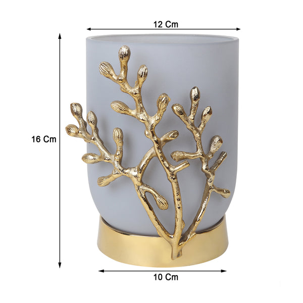 De Massion Vinlux Glass Vase and Candle Holder in Grey & Gold dimensions