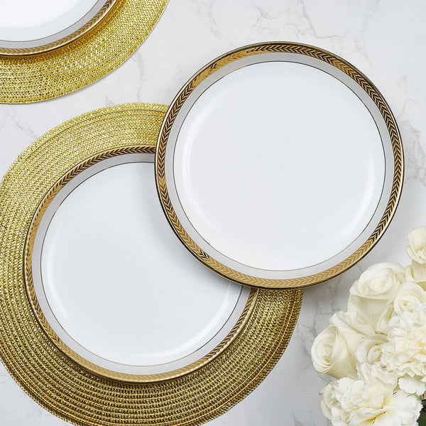Amour Real Gold-Plated Bone China Diana Dinner Plate Set of 2 in Grey & White Colour dimensions