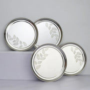 Glisto Stainless Steel Rajbhog Dinner Plate Set of 4 with Etched Design in Silver Colour - HomeTown