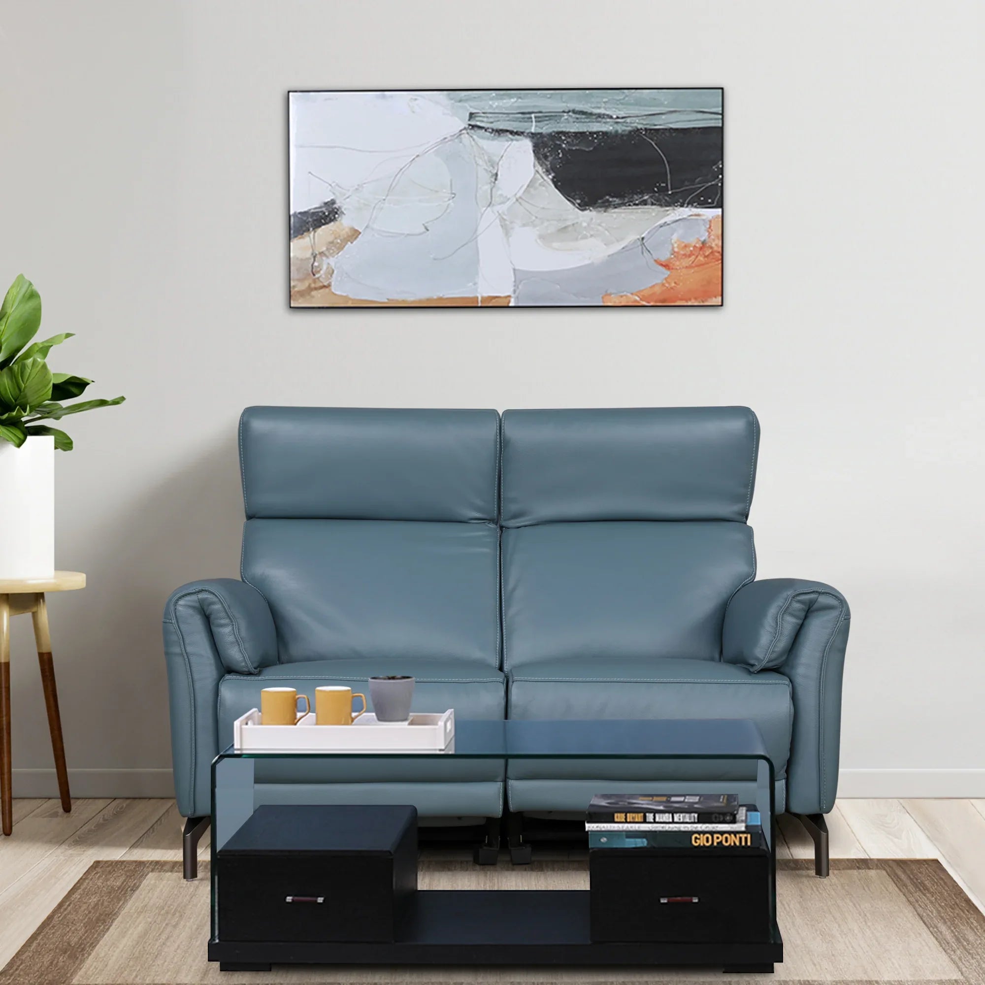 Emilia Half Leather Two Seater Electric Recliner - HomeTown