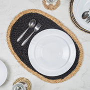 Ebony Handmade Jute Placemat 38x38 Cm in Black Colour - HomeTown
