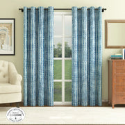 Nora Set of 2 Printed Jacquard Dim Out Door Curtains 7 Feet in Navy Colour - HomeTown