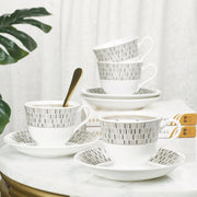 Nora Blocks Bone China Cup & Saucer 170 Ml in White Colour - HomeTown