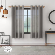 Fiesta Set of 2 Solid Textured Sheer Window Curtains 5 Feet in Charcoal Colour - HomeTown