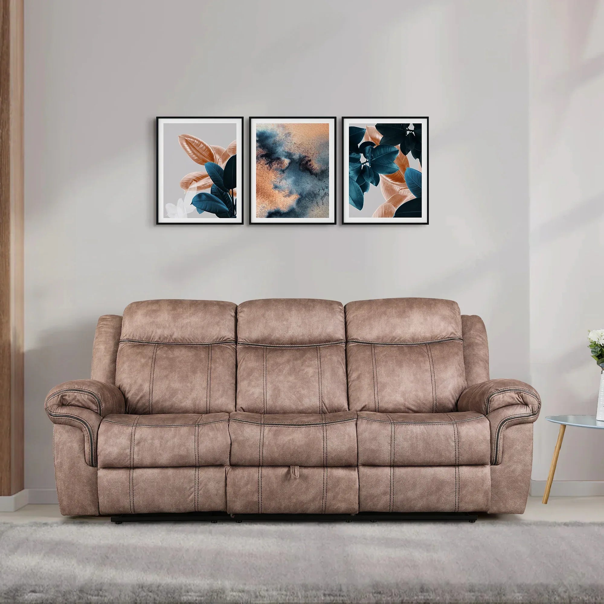 Enfield Fabric Rocker Recliner Sofa in Brown Colour