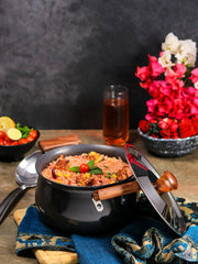 Ebony Hard Anodized Handi With Lid 24 Cm ,5Ltr ,3.25Mm Thickness in Black Colour - HomeTown