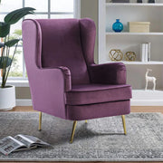 Charm Velvet Arm Chair in Wine Colour - HomeTown
