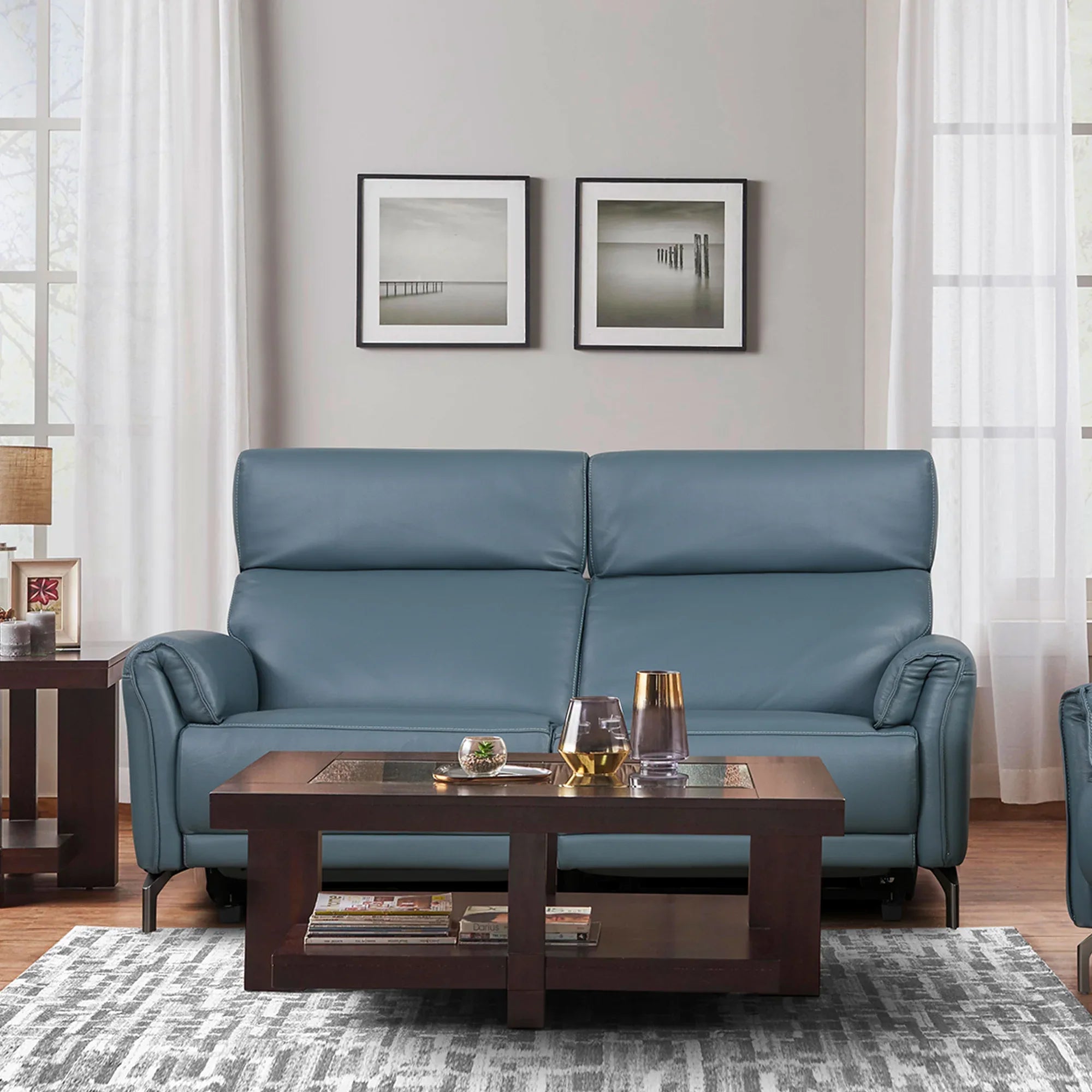 Emilia Half Leather Three seater Electric Recliner - HomeTown