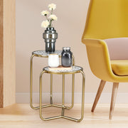 Ossein Metal Nesting Table (Set of 2) in Gold & White Colour