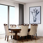 Dewsbury Solid Wood Six Seater Dining Set in Beige Colour - HomeTown