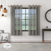 Amour Set of 2 Dobby Window Sheer Curtains 5 Feet in Charcoal Colour - HomeTown