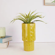 Alura Tropical Glossy Ceramic Planter 26Cm in Green Colour - HomeTown