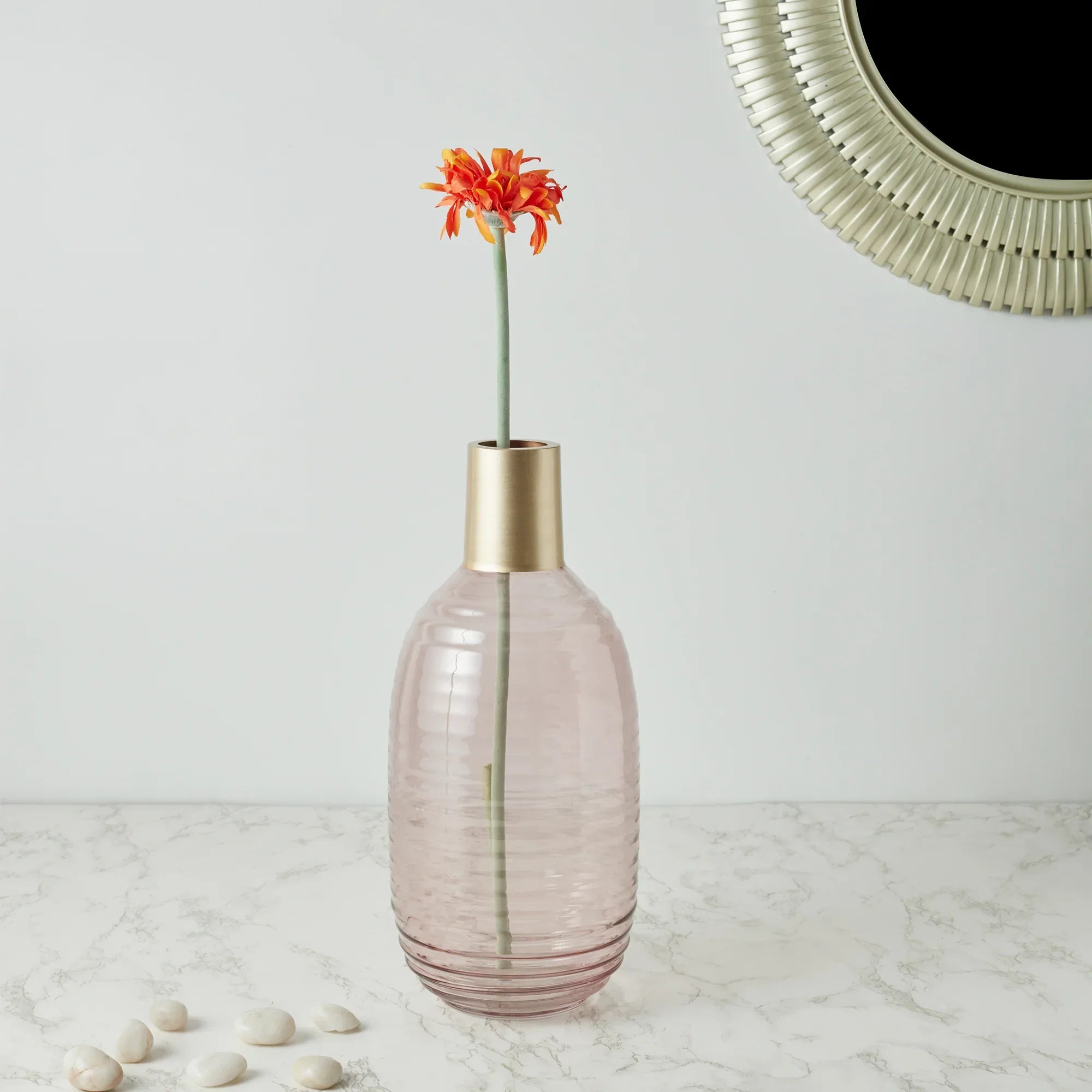 Crimson Gerbera Artificial Floral Stem 50Cm in Orange Colour - HomeTown