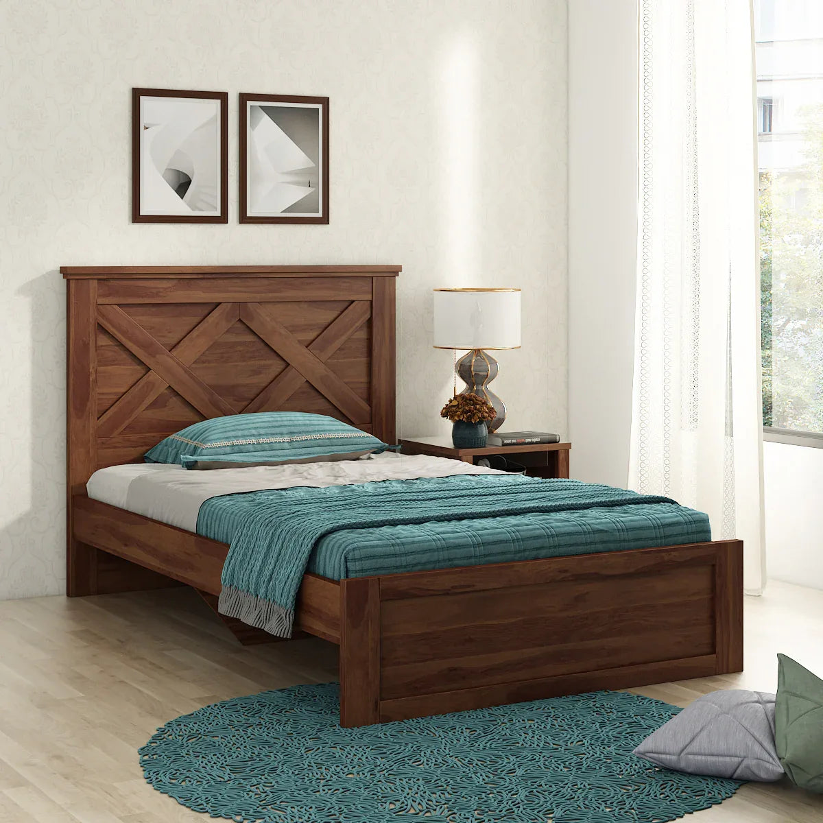 Antwerp Single Bed Without Storage in Sheesham Colour - HomeTown