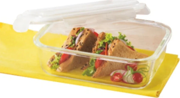 Borosil Rect Container With Lid- 640 Ml dimensions