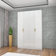 Minerva Engineered Wood Four Door Wardrobe in White Colour - HomeTown