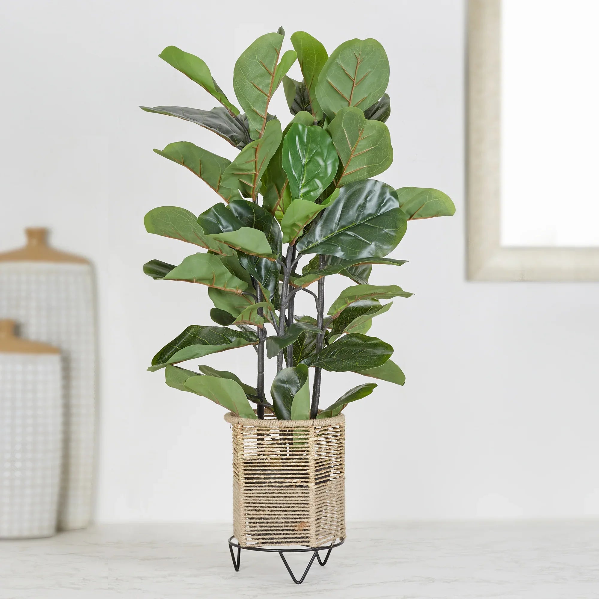Ilana Artificial Fiddle Potted Plant 90Cm in Green Colour - HomeTown