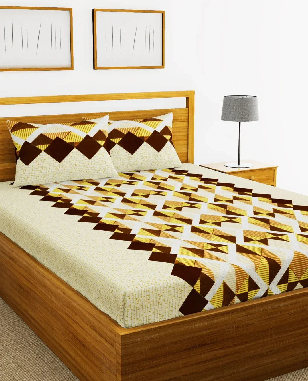 Essenza Cotton King Bed Sheet 220X254 CM in Brown Colour - HomeTown