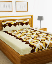 Essenza Cotton King Bed Sheet 220X254 CM in Brown Colour - HomeTown