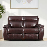 Plush 2 Seater Leather Electric Recliner Sofa | Burgundy