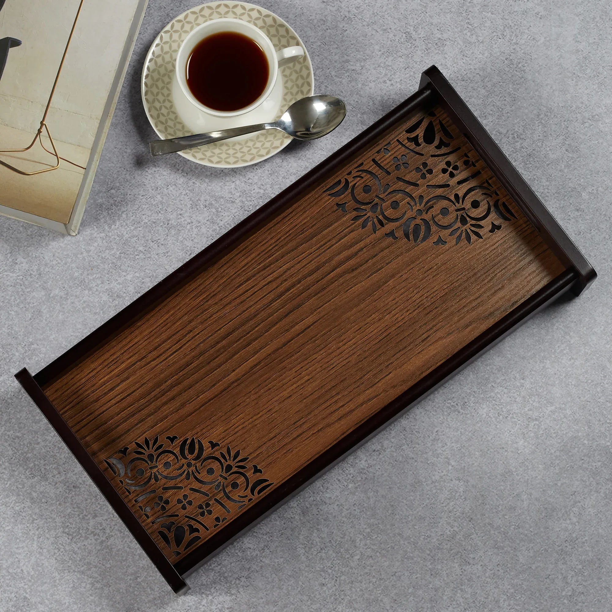 Reversible Dark Wenge Engineered Wood Tray Small in Multi Colour - HomeTown