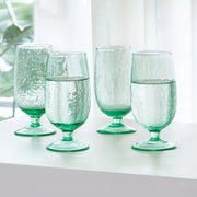 Ikigai Hammered Stem Goblet Set of 4 in Green Colour - HomeTown