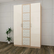 Jordan Three Door Wardrobe in Sonam Oak & White Colour - HomeTown