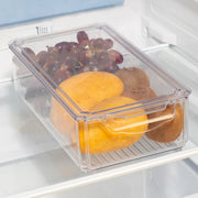 Robusto PET BPA Free Stackable Fridge Organizer with Lid & Drain - 6.1 Ltr in Transparent Colour - HomeTown