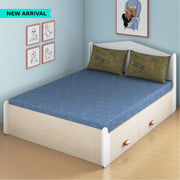 Constellation Glow Bamboo Cotton Queen Fitted Bedsheet in Blue Colour - HomeTown