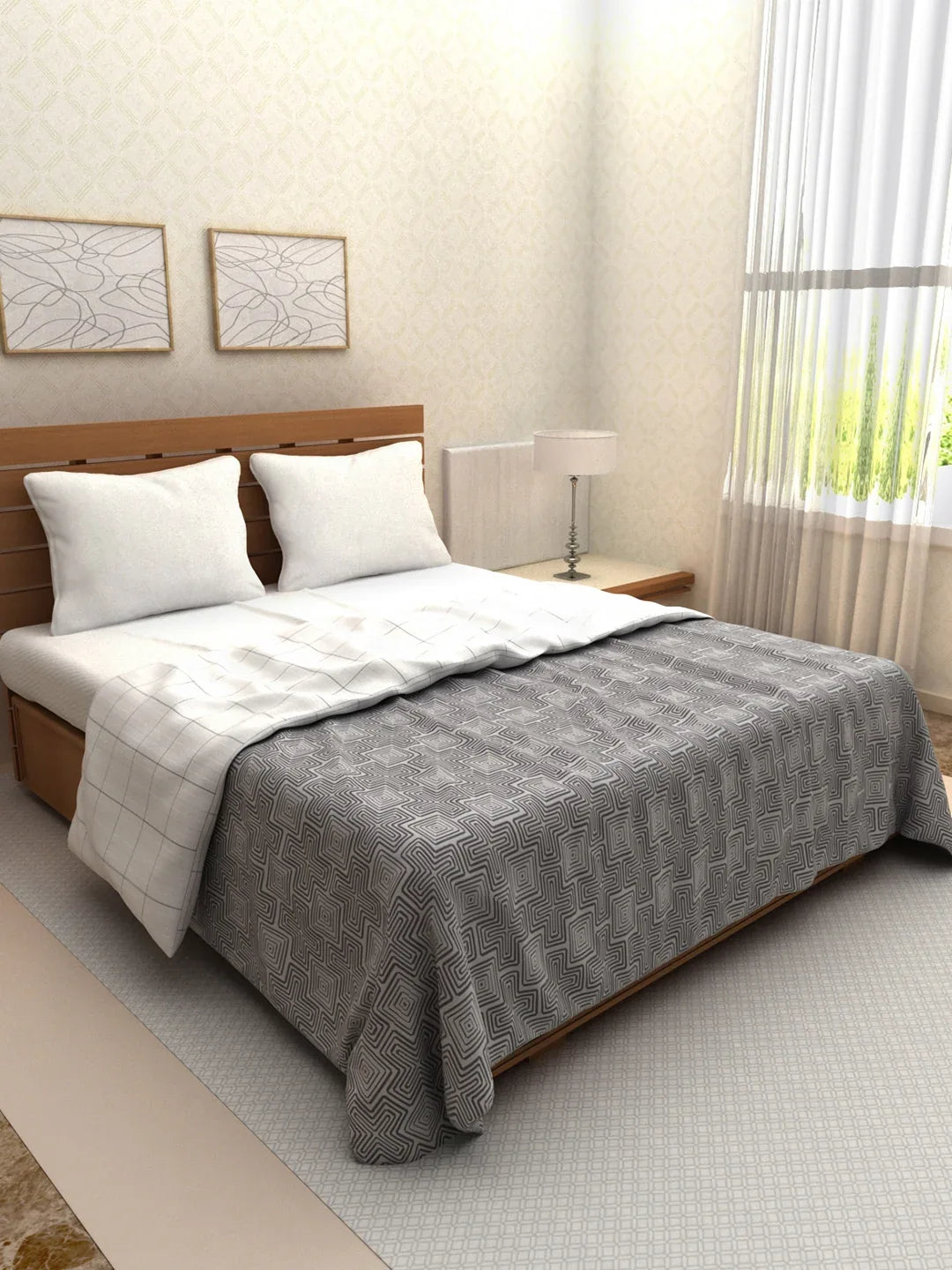 Amour Polycotton Double Dohar in Charcoal Colour - HomeTown