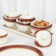 Beautiful Kitchen Studio Pottery Stoneware Condiment/Pickle Set of 3 in Beige Colour - HomeTown