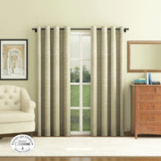 Amour Set of 2 Solid Jacquard Dim Out Curtains 7 Feet in Olive Colour - HomeTown