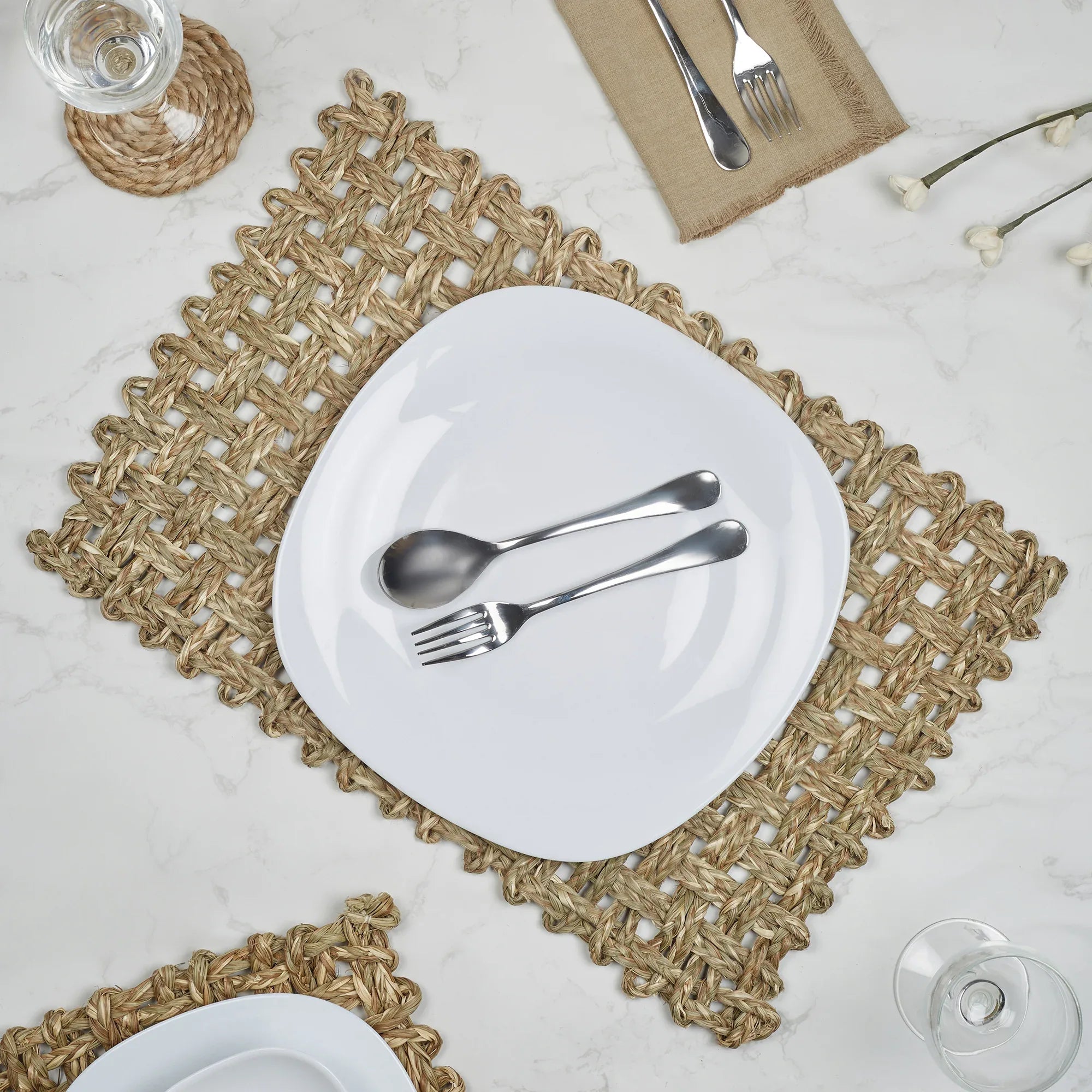 Ebony Handmade Seagrass Placemat 30x45 Cm in Natural Colour - HomeTown