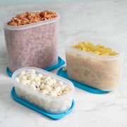 Fiesta 100% BPA-Free Plastic Oval Container Set of 3 (600ml, 1300ml, 2000ml) in Teal & Transparent Colour - HomeTown