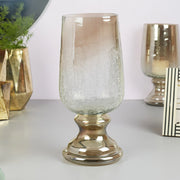 Phiona Glass Crack Handcrafted Hurricane Ombre 42 Cm in Black Colour - HomeTown