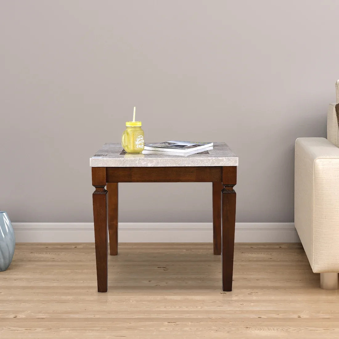 Bliss Marble Top Side Table in Beige Colour - HomeTown