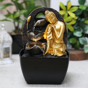 Impression Polyresin Relaxing Buddha Fountain 13X18Cm in Black Gold Colour - HomeTown
