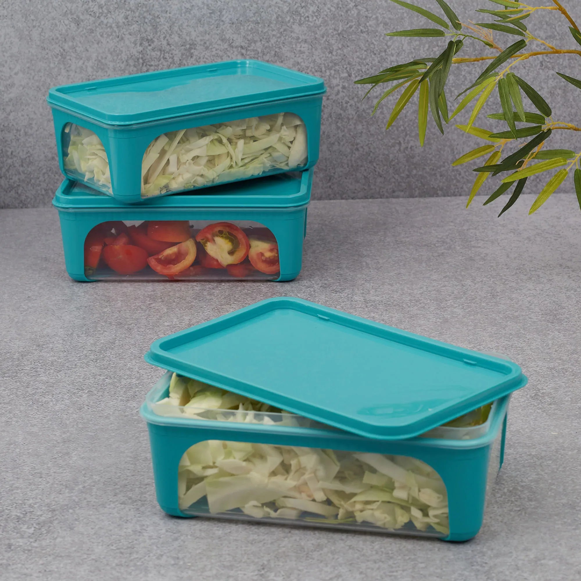 Kitchen Mate Food Storage Rectangular Container 1560 Ml With Freezer & Microwave Safe & Bpa Free Set Of 3 in Teal Colour - HomeTown
