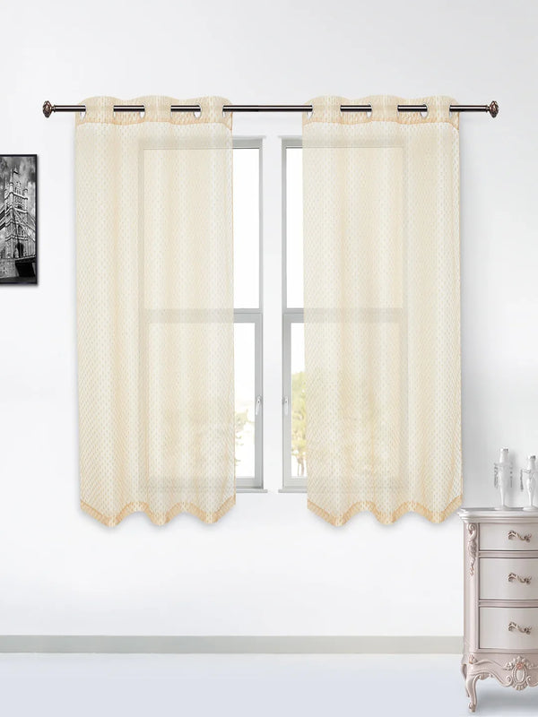 Amour Set of 2 Dobby Window sheer Curtains 5 feet in Gold Colour dimensions