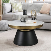 Chelsea Marble & Iron Center Table in White, Black & Gold Colour - HomeTown