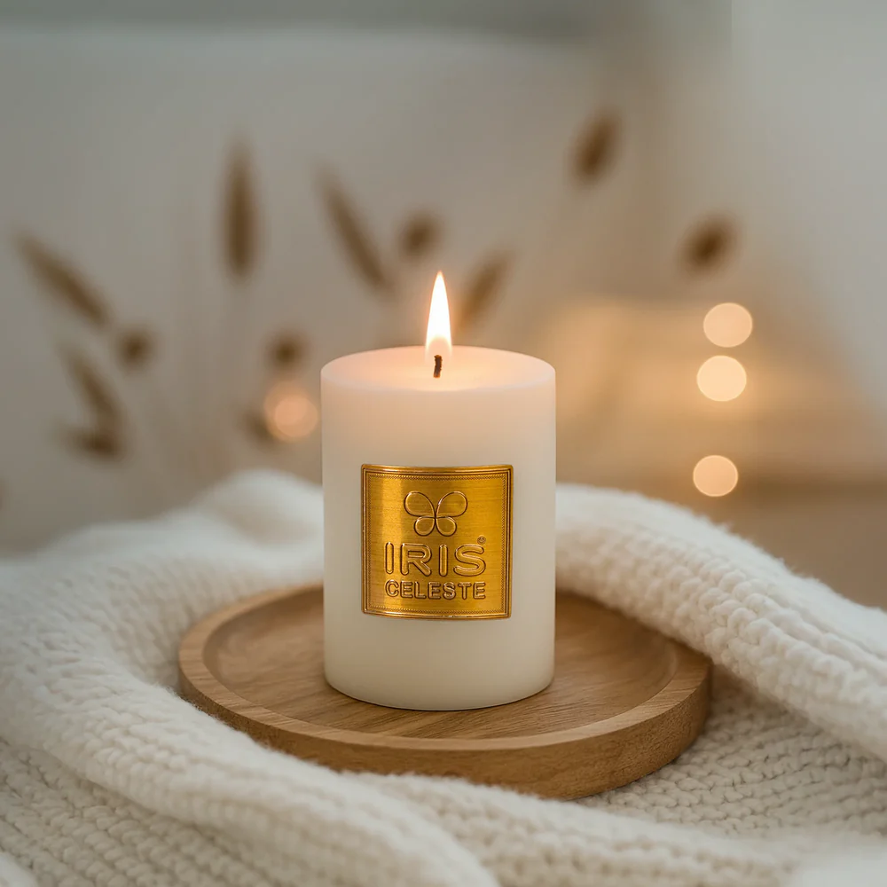 IRIS CELESTE  PILLAR CANDLE  ICAC09012WM