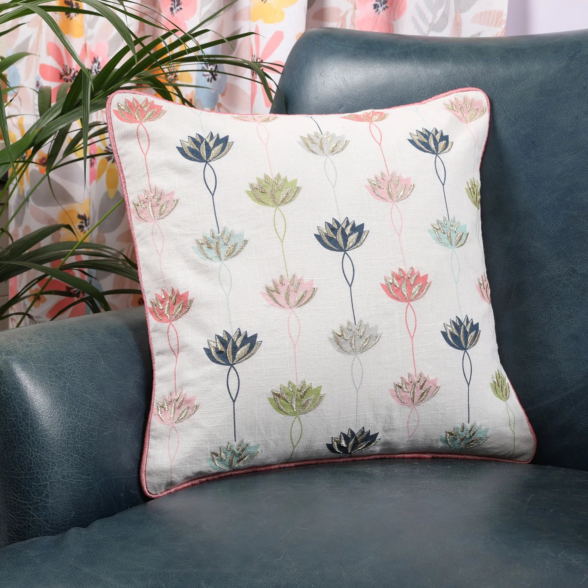 Nelumbra Cotton Cushion Cover 40x40 cm in Multi Colour - HomeTown