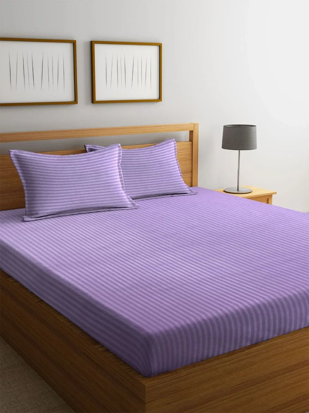 Hilton Cotton King Bed Sheet 274X274 Cm 210 Tc in Lavender Colour - HomeTown