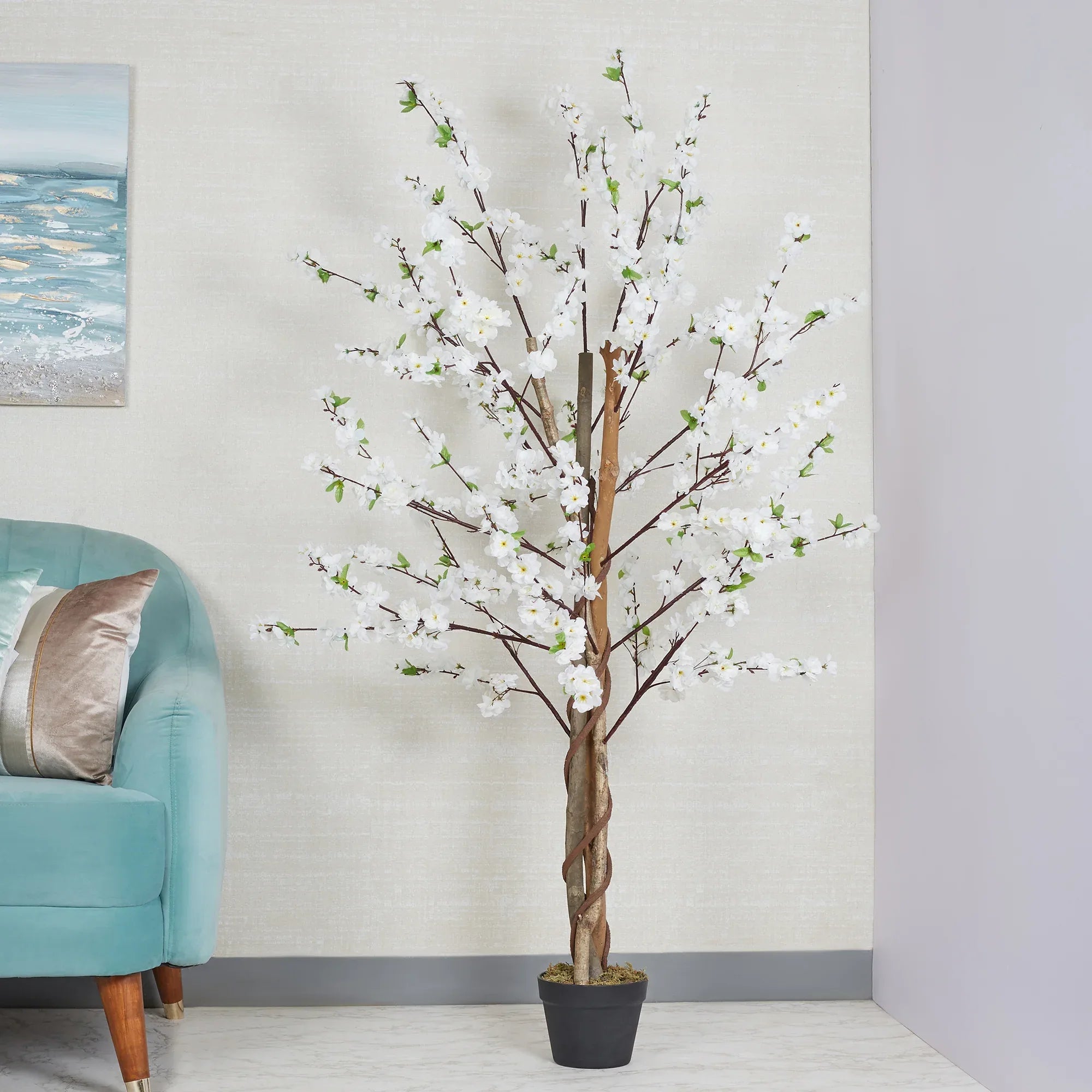 Ilana Artificial Peach Blossom Potted Tree 160Cm in White Colour - HomeTown